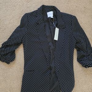 Caroline Belle Black Polka Dot Women's Blazer 3/4 Sleeve